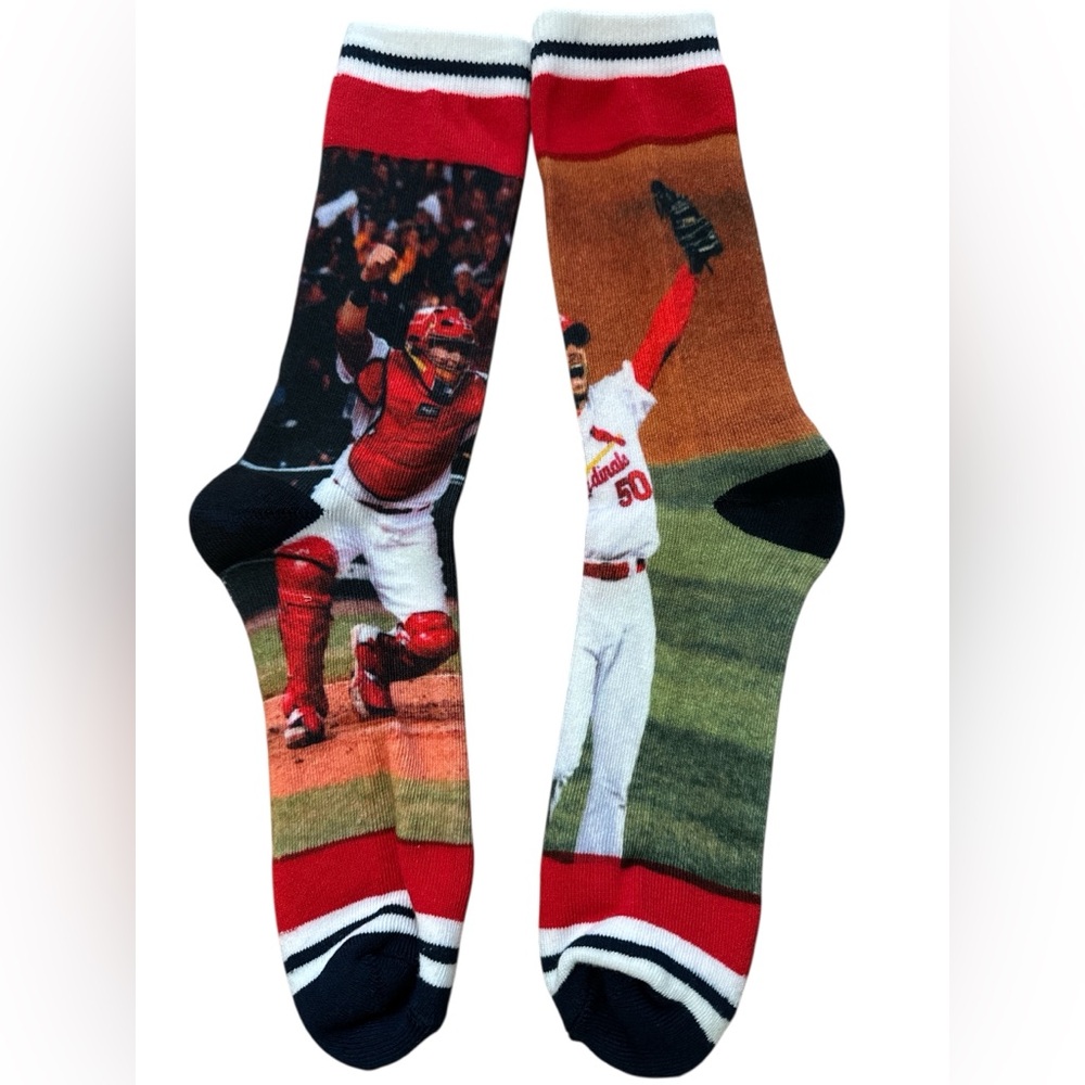 St Louis Cardinals‎ SGA Yadier Molina & Adam Wainwright Socks New MLB Cardinals